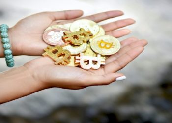 Hand Holding Bitcoin Cypto And Sign