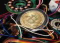 Bitcoin Gold Coin and Electrical Wires
