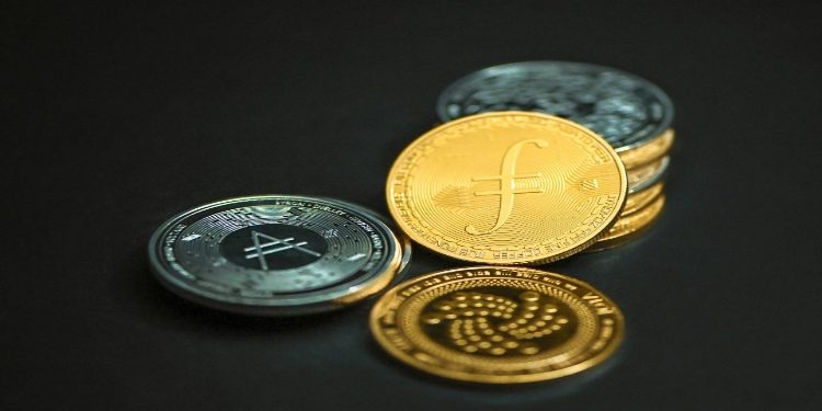 Crypto Different Coins Close-up