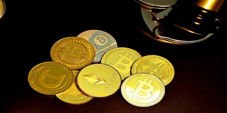 Different Cryptocurrency Coins close-up