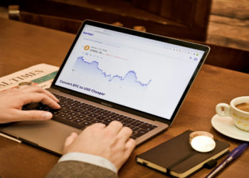 Investment chart on a laptop screen