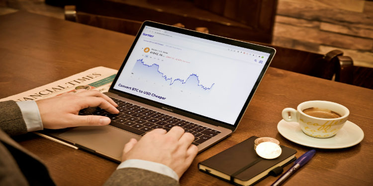 Investment chart on a laptop screen