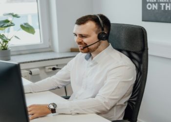 Man working and in a call