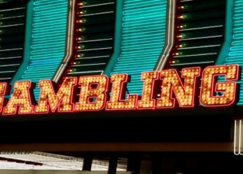 Close-up of the word gambling