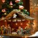 Traditional Christmas nativity scene displayed with festive lights and decorations, symbolising Britain’s Christian heritage amid modern debates about immigration, cultural change, and public expressions of Christmas traditions.