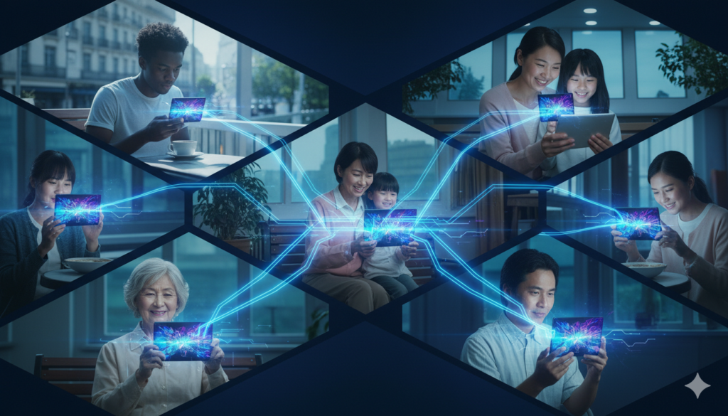 Network of digital connections showing global content delivery