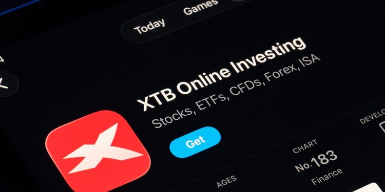 XTB Online Investing app on the App Store shown on a tablet screen