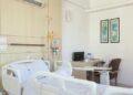 Modern hospital room with an adjustable bed