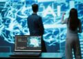 IT professionals using an artificial intelligence hologram interface