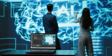IT professionals using an artificial intelligence hologram interface