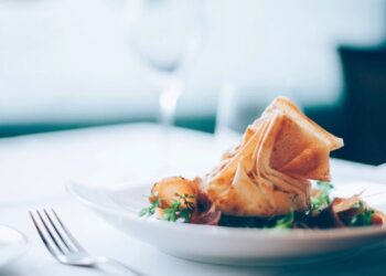 Fine dining dish on a restaurant table